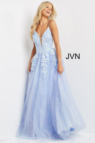 JVN07252 Periwinkle Prom Dress Floral ...
